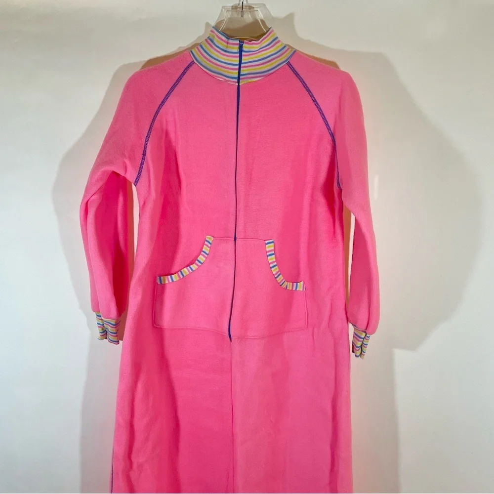 Obion Vintage Pink Fleece Long Robe - Picture 5 of 8